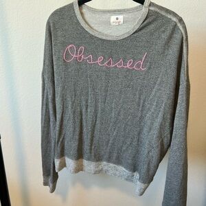 𝅺anthropologie Sundry Women’s Gray “Obsessed”‎ Top Size 0